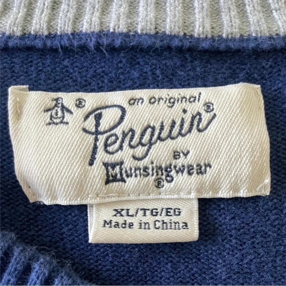 Original Penguin Men's V-Neck Pullover Sweater | Navy Blue | Size XL 100% Cotton - Picture 3 of 7